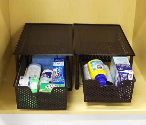 Miniatura 5 de Simple Houseware - Organizador con cajones de cesta apilables para gabinete, bronce
