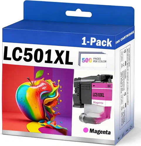 LC501XL LC501-M - Cartucho de tóner de repuesto para impresora Brother MFC-J1260W MFC-J1360DW MFC-J1410DW, 500 páginas, 1 magenta con chip