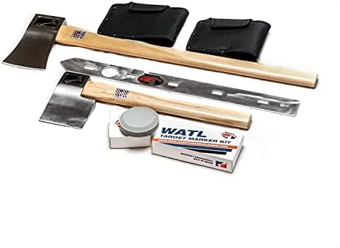 Kit de inicio oficial de World Axe Throwing League Premium con hacha de lanzamiento, hacha de lanzamiento, plantilla de objetivo de lanzamiento de