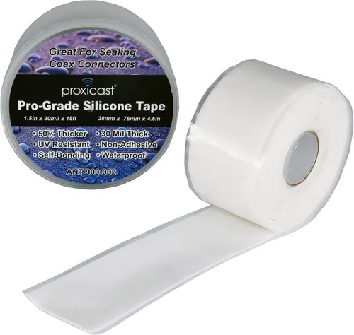 Miniatura 10 de Proxicast Cinta de sellado de goma de silicona autofundida extra fuerte de grado profesional de 30 mil resistente a la intemperie para antenas