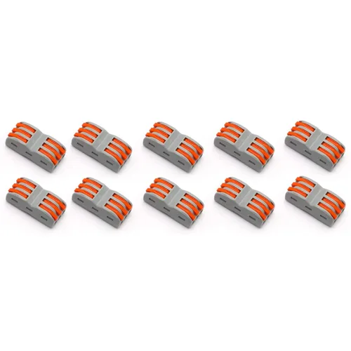 Miniatura 3 de x xotic tech 10 conectores de cable de palanca de empuje de 3 en 3 salidas, conectores compactos de cable de empuje de 3 circuitos, cables de 28 a