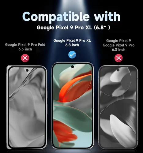 Miniatura 2 de MAGIC JOHN Paquete de 2 protectores de pantalla de vidrio templado para Google Pixel 9 Pro XL, eliminación automática de polvo, sin burbujas