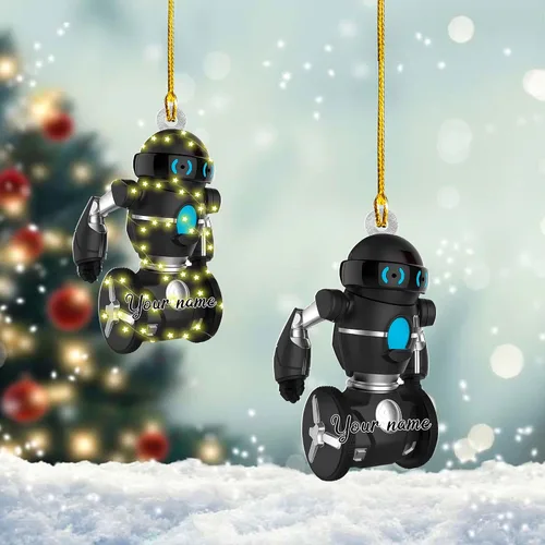 Miniatura 20 de Adorno de robot personalizado 2025, adornos de robot para árbol de Navidad, adorno de robótica, decoración colgante para árbol de Navidad (Robot1)