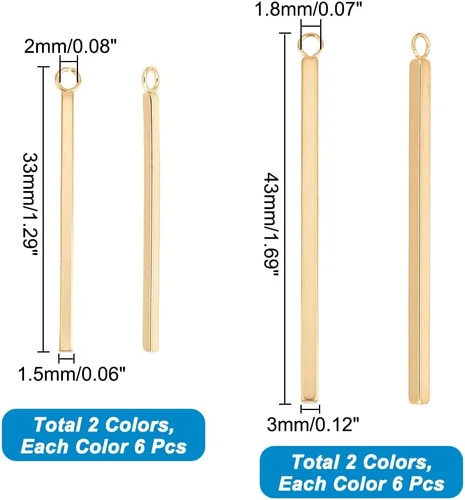Miniatura 3 de UNICRAFTALE Metal Bar Charms Stainless Steel Bar Pendants Golden & Stainless Steel Color Charms Metal Necklace DIY Pendant for Earrings Jewelry
