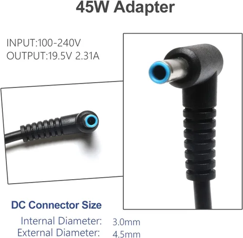 Miniatura 2 de Cargador para portátil de 45 W, 19,5 V, 2,31 A, compatible con HP 17 Laptop, Pavilion 17, Envy X360 17, HP Notebook 17, HP 17-by 17-AK 17-CA 17-BS