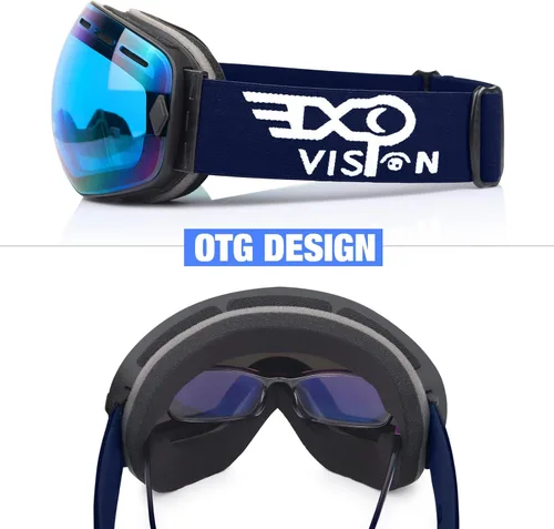 Miniatura 2 de EXP VISION Gafas de esquí de snowboard para hombres, mujeres y jóvenes, antiempañamiento OTG, gafas de nieve de invierno, lentes desmontables