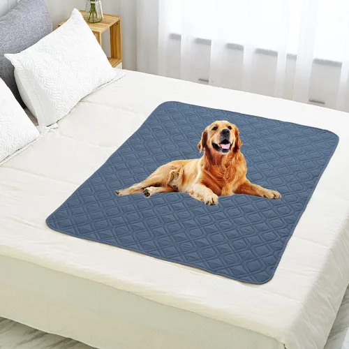 Miniatura 5 de Ameritex Funda Impermeable para Cama de Perro Manta para Mascotas para Muebles Cama Sillón Sofá Reversible Azul marino+azul piedra
