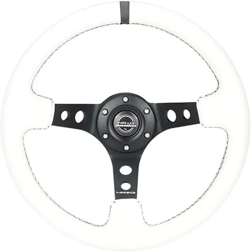 Miniatura 2 de NRG Innovations NRG-RST-006RR-BS – Volante reforzado - Volante deportivo de 350 mm (3 pulgadas de profundidad) - Radios negros con agujeros cuero
