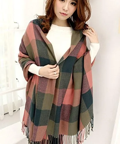 Miniatura 5 de Wander Agio bufanda larga y a la moda para mujer, diseño a cuadros, cálida, chal para invierno