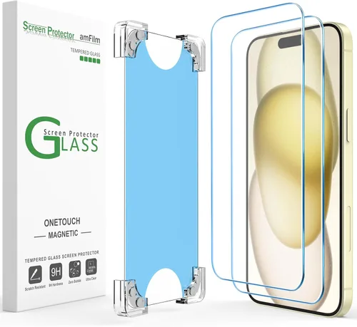 Miniatura 10 de amFilm Paquete de 2 protectores de pantalla magnéticos OneTouch para iPhone 14 Pro de 6.1 pulgadas [plástico ecológico y reductor]