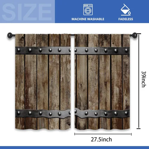 Miniatura 5 de Cortinas rústicas de cocina con puerta de granero de 27.5 pulgadas de ancho x 39 pulgadas de largo, cortinas de tratamiento de ventanas pequeñas