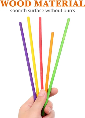 Miniatura 4 de Toyvian Juego de 50 palos de ritmo coloridos para niños, palos Lummi de madera a granel, juego de palos de música de 20 pulgadas, palos de percusión