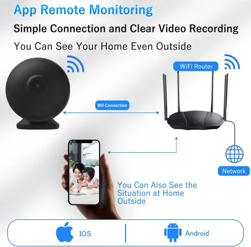 Miniatura 4 de HsiaoPun Cámara 4K inalámbrica Wi-Fi para el hogar, cámara para seguridad interior, monitoreo de mascotas, detección de movimiento y visión
