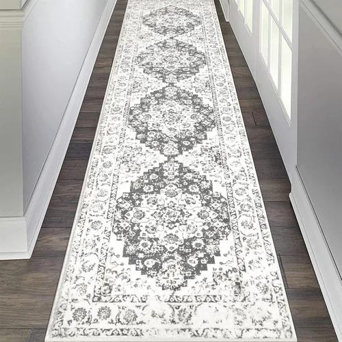 Miniatura 28 de Pauwer Alfombra vintage de flores 2 x 3 pulgadas, estilo envejecido, antideslizante, de pelo bajo, tapete para entrada, interior, pequeña, retro