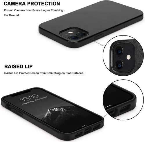 Miniatura 4 de TENDLIN Compatible con iPhone 12 Case/iPhone 12 Pro Funda Premium de cuero TPU Hybrid Cover (negro)