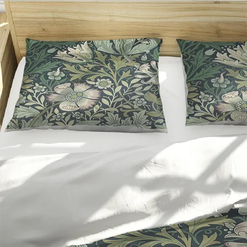 Miniatura 4 de William Morris - Juego de ropa de cama verde bohemio, vintage, exuberante, vegetal, hojas, flores, funda de edredón para adolescentes y adultos