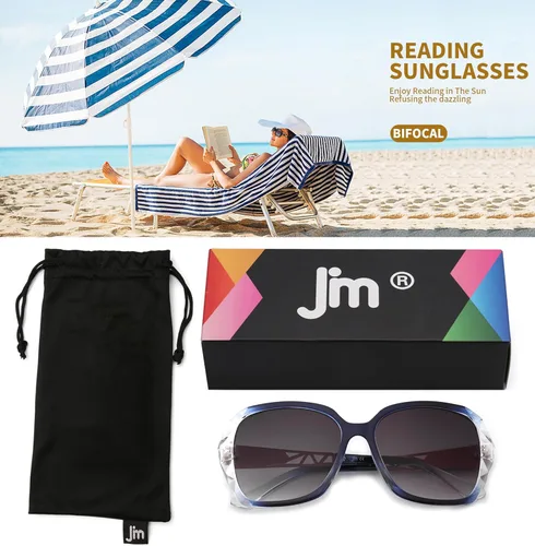 Miniatura 6 de JM Gafas de Sol Bifocales para Lectura de Mujeres, Moda, Gafas de Sol Cuadradas Grandes para Exterior, Gafas de Lectura UV400, Protección, Azul Azul