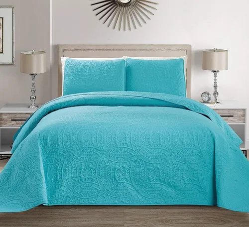 Fancy Collection Solid # Austin - Juego de colcha, cubrecama, estampado en relieve.