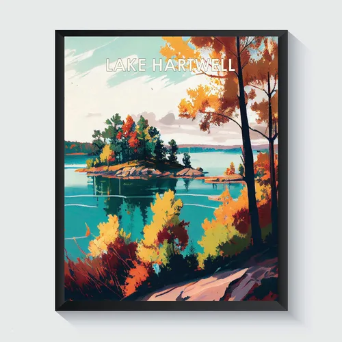 Miniatura 32 de Yellowstone Lake - Póster impreso artístico, ilustración, arte de pared, decoración de paisaje retro, paisaje, obra de arte para decoración de Lago