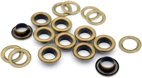 Miniatura 5 de CRAFTMEMORE Juego de 100 ojales de metal de bronce de latón antiguo con arandelas para núcleos de cuentas, ropa, cuero, lona (latón antiguo)