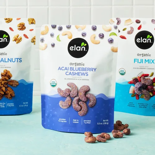 Miniatura 7 de Elan Anacardos Orgánicos de Acai y Arándano, 5.3 oz, Sin OGM, Veganos, Sin Gluten, Kosher, Nueces Glaseadas
