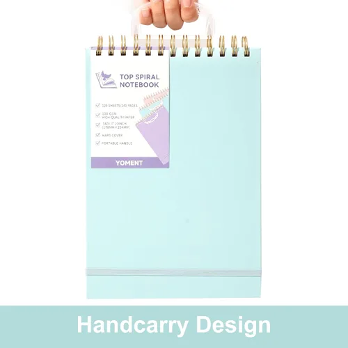 Miniatura 4 de Yoment Cuaderno de espiral superior, bloc de notas de tapa dura, 240 páginas, cuadernos de espiral encuadernados en la parte superior, 7 x 10