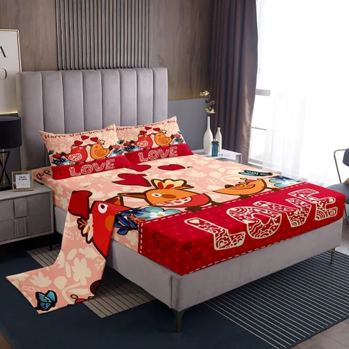 Miniatura 8 de Dog Side My Side - Juego de sábanas de tamaño Queen, color negro y blanco, sábana bajera ajustable para mujeres y hombres, sábanas románticas