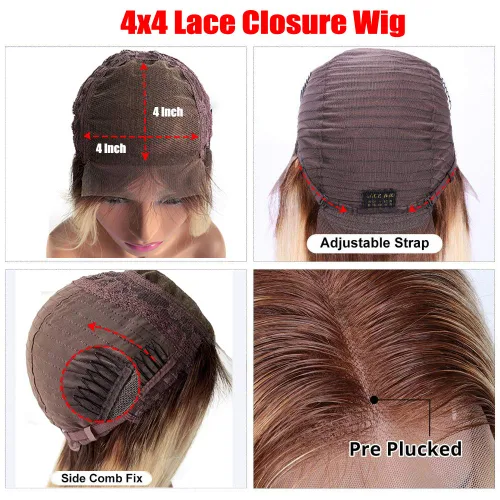 Miniatura 3 de 24 pulgadas de largo, peluca de encaje frontal, rubio miel, cabello humano real, liso, 150 % de densidad, cabello brasileño virgen, pelucas