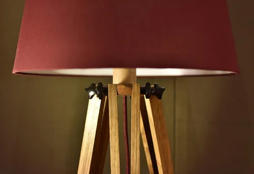 Miniatura 2 de Wood Floor Lamp, Interior Lamp, Industrial Lamp, Textile Shade Lamp