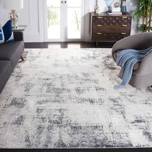 Miniatura 11 de SAFAVIEH Aston Collection ASN704N - Alfombra redonda de 3 pies, color azul marino/gris, moderna, abstracta, no desprende pelusa, para comedor