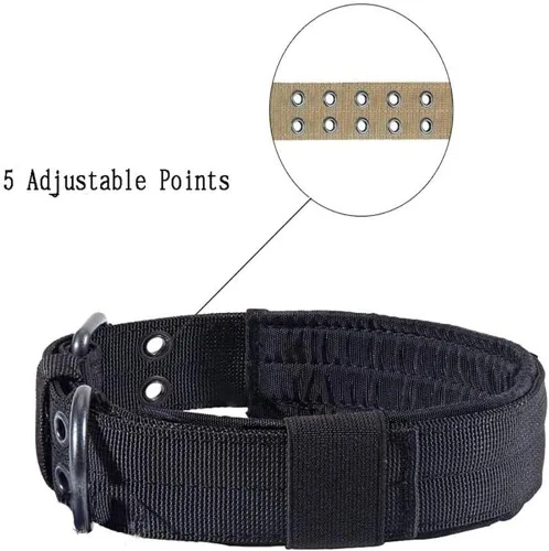 Miniatura 2 de Collar táctico para perro, collar militar ajustable con anillo en D de metal y hebilla, collar de entrenamiento de nailon resistente para perros