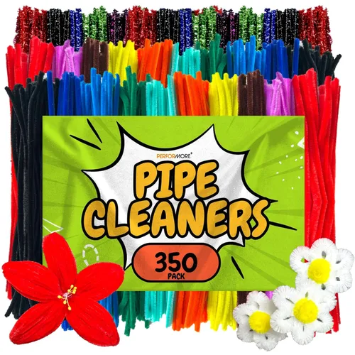 Performore Juego de 350 limpiapipas de colores para manualidades, 350 alambres de tallo de chenilla en 35 colores brillantes de 0.197 pulgadas de