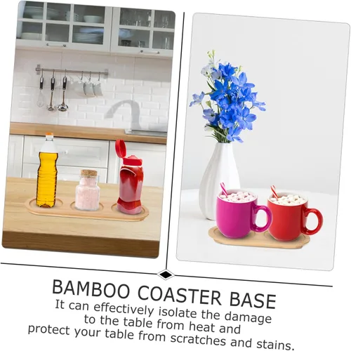 Miniatura 2 de TIDTALEO Portavasos de bambú para condimentos, bandejas de madera, bandejas para mesa de café Comida, bandeja de madera, bandeja de madera, base