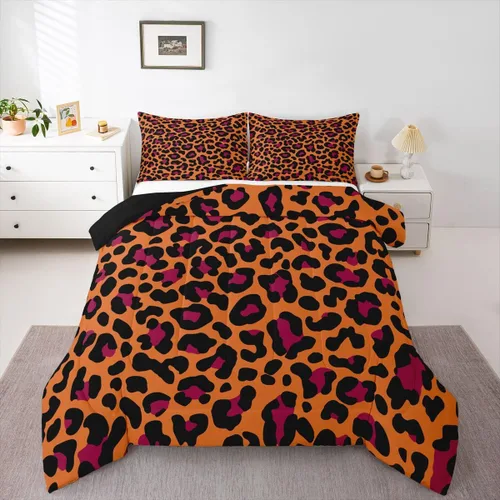 Miniatura 30 de Erosebridal Juego de edredón con estampado de leopardo, tamaño individual para niños, edredón de guepardo occidental, negro y gris, juego de ropa