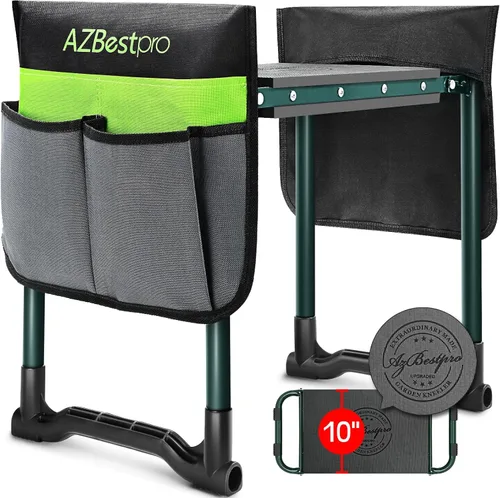 Miniatura 8 de AZBESTPRO Reclinatorio y Asiento de Jardín de Alta Resistencia, Taburete de Jardinería Plegable Mejorado, Ampliado a 25 cm de Estabilidad Resistente