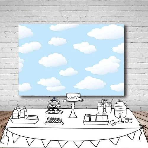 Miniatura 4 de MEHOFOTO - Telón de fondo para estudio fotográfico de cielo azul y nube blanca, decoración de fiesta de cumpleaños para niños, baby shower