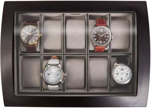 Miniatura 2 de Mele Co Royce - Caja de madera con tapa de cristal de bloqueo personalizada para relojes y accesorios