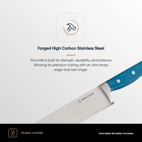 Miniatura 3 de DURA LIVING Cuchillo Santoku de 7 pulgadas, hoja de acero inoxidable de alto carbono afilada, mango remachado ergonómico forjado, cuchillo de chef