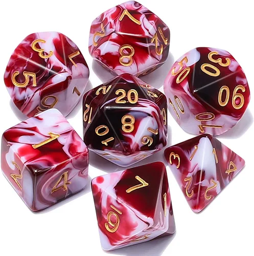 Miniatura 9 de CiaraQ DND - Juego de dados poliédricos con una bolsa de dados negra para juegos de mesa de rol D&D RPG MTG Rojo mezclado azul+purpurina