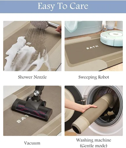 Miniatura 7 de Alfombra de Baño-Alfombra de Baño Antideslizante Súper Absorbente Resistente a Manchas Secado Rápido Delgada Alfombra de Baño-Alfombras de Baño