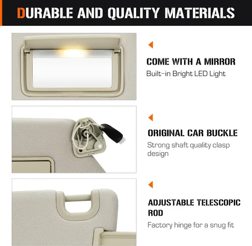 Miniatura 5 de Visera solar con luz para Nissan Pathfinder 2013-2018, Infiniti QX60 2014-2017, JX35 2013, reemplazo de visera solar beige del lado izquierdo