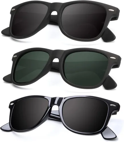 KALIYADI - Lentes de sol polarizados unisex, acabado mate, lentes de espejo de color, bloqueo ultravioleta (paquete de 3unidades)