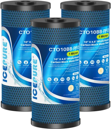 Miniatura 13 de ICEPURE Filtro de agua de carbón activado por sedimentos para toda la casa de 10 x 4.5 pulgadas, compatible con Dupont WFHDC8001, EP Series, EPM