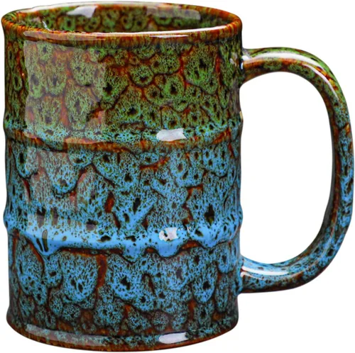 Miniatura 9 de Taza de café de cerámica marrón y amarilla de 20 onzas, grande, apta para lavavajillas y microondas, perfecta para la oficina y el hogar marrón