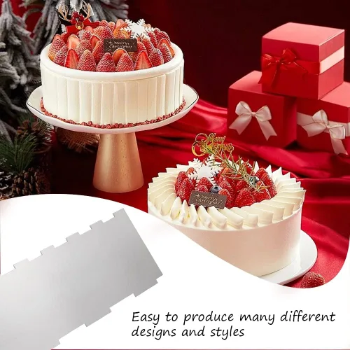 Miniatura 3 de Raspador de acero inoxidable de 8.6 pulgadas para tartas, raspador de metal para nivelador más suave para tartas, peine para decoración de pasteles