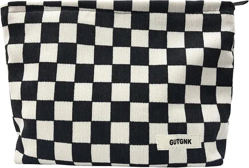 Miniatura 23 de Bolsa de maquillaje para mujeres, bolsa de cosméticos de pana con diseño estético, bolsa de mano para damas, estuche para lápices para niñas, lindo