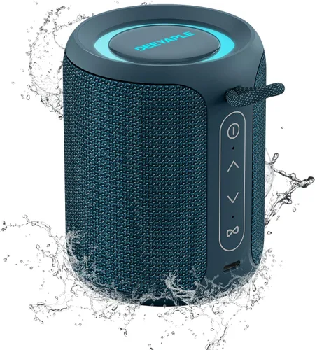Altavoz Bluetooth inalámbrico, IP67 impermeable y a prueba de polvo altavoz portátil con luces, sonido estéreo fuerte de 15 W, batería de 2500 mAh