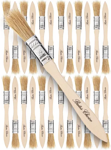 Miniatura 23 de Bates - Pinceles de pintura de cerdas naturales de 1 pulgada, juego de 16 unidades para pintura de astillas, tinte de madera y uso general