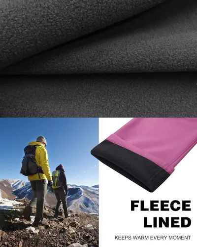 Miniatura 4 de Pantalones de senderismo para mujer, impermeables, resistentes al viento, con forro polar, con 4 bolsillos con cremallera