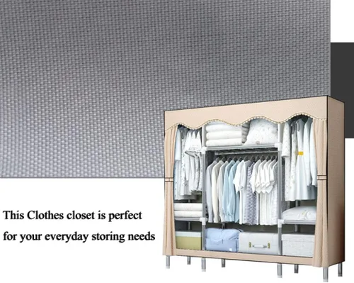 Miniatura 3 de Armario portátil para ropa, armario de tubería de acero impermeable, almacenamiento extra fuerte y duradero con estante para colgar, armario